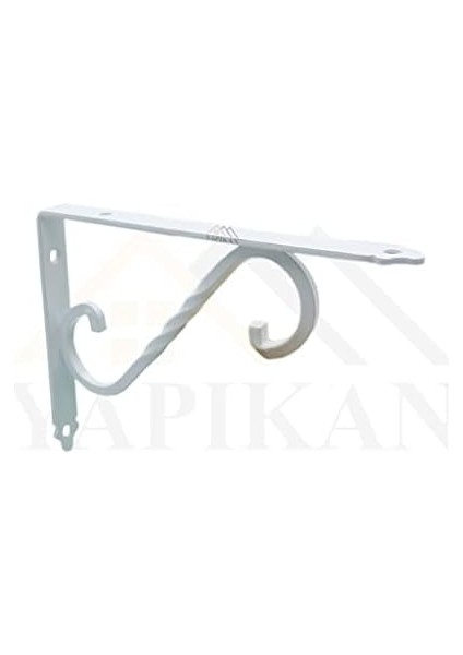 2-Adet Beyaz Ferforje Raf Altı Metal L Ayak 11 x 15.5 cm - Dekoratif Demir Raf Ayağı Konsolu - Raf Tutucu Duvar Montaj Askı Aparatı - Çiçek Çiçeklik Saksı Asma Aparatı