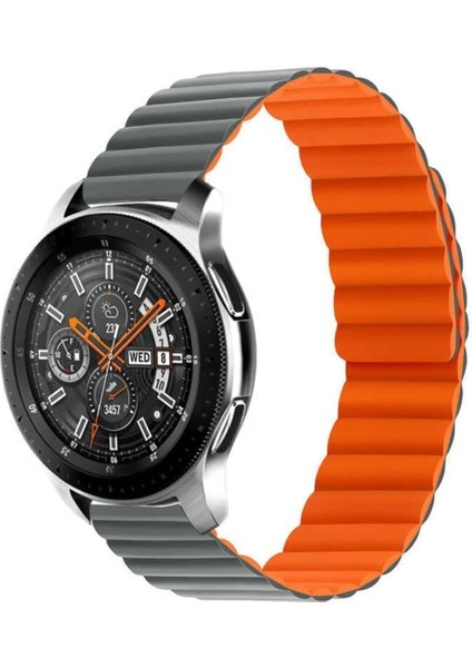 Galaxy Ile Uyumlu Watch Active 2 40MM Krd-52 Kordon Gri-Turuncu