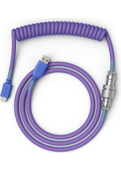Sarmal Klavye Kablosu - Mekanik Oyun Klavyesi Sarmal Kablo Için Sarmal USB C Kablosu Zanaatkâr Örgülü Kablolar - Özel Klavye Kablosu (Nebula)