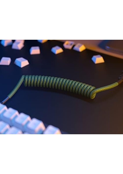 Sarmal Klavye Kablosu - Mekanik Oyun Klavyesi Sarmal Kablo Için Sarmal USB C Kablosu Zanaatkâr Örgülü Kablolar - Özel Klavye Kablosu (Nebula) fiyatları