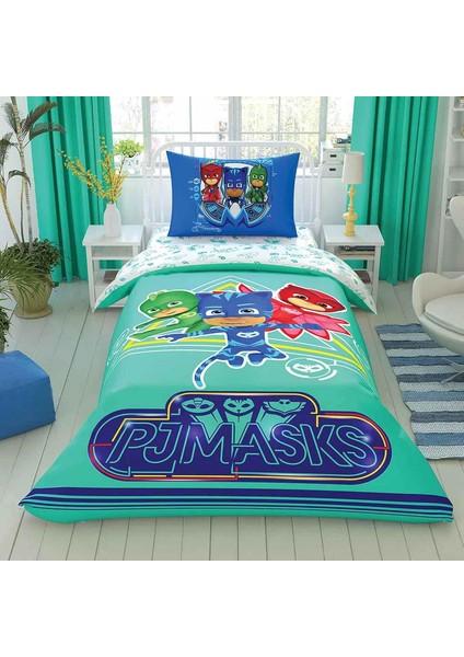 Pj Masks Lisanslı Move Karakter BASKILI%100 Pamuk Nevresim Takımı, Çok Renkli, Tek Kişilik (Nevresim: 160X220 Cm/lastikli Çarşaf: 100X200 Cm/yastık Kılıfı: 50X70 Cm)