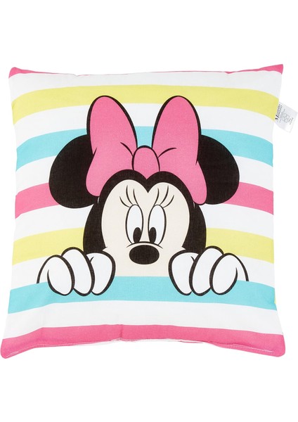Minnie Colour Lisanslı Karakter BASKILI%100 Pamuk Kırlent, Çok Renkli, 40X40 cm