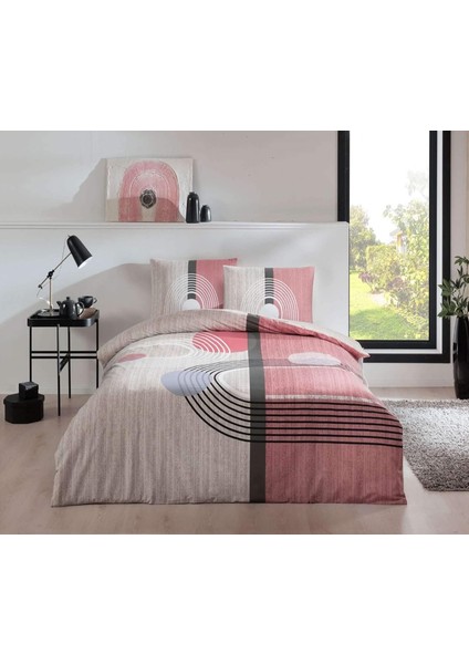 Alex Geometrik DESENLI%100 Pamuk Nevresim Takımı, Pembe, Tek Kişilik (Nevresim: 160X220 Cm/lastikli Çarşaf: 100X200 cm / 1 Adet Yastık Kılıfı: 50X70 Cm)