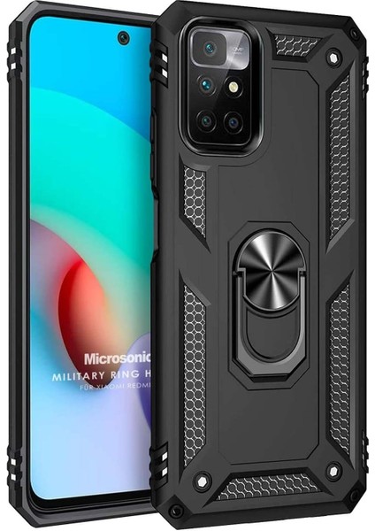 Xiaomi Redmi 10 2022 Için Kılıf Military Ring Holder Siyah [redmi 10 2022 ile Uyumlu Kılıf - Siyah]