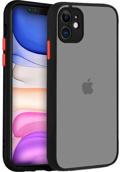 11 Kamera Korumalı Arkası Buzlu Siyah Kılıf