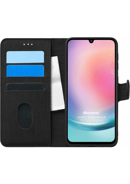 Samsung Galaxy A24 Için Kılıf Fabric Book Wallet Siyah [galaxy A24 ile Uyumlu Kılıf - Siyah]