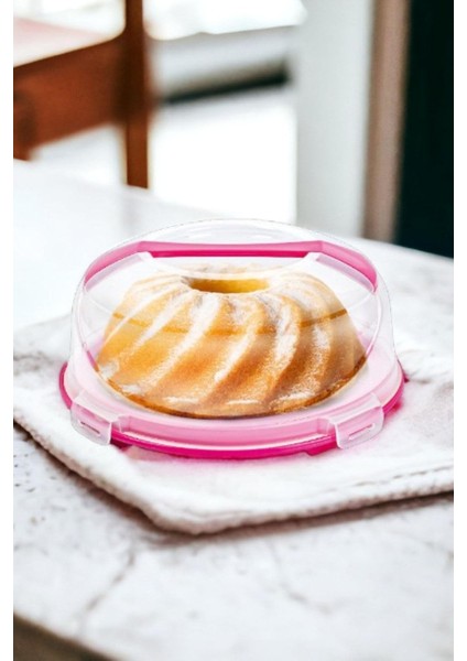 Home Kek Fanusu & Pasta Fanusu Kilitli Kapaklı Kek Fanusu 7 Litre Milenyum Pembe Beyaz