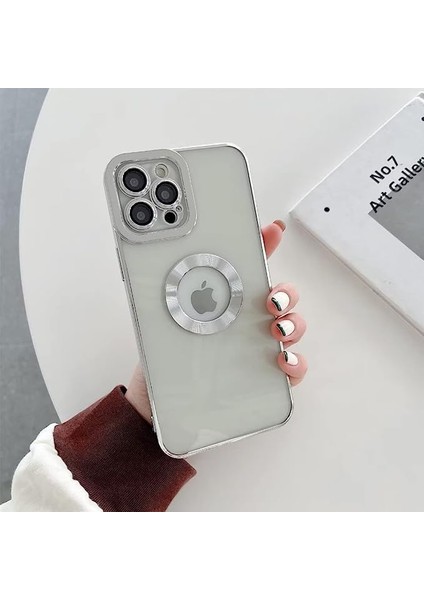 Aks iPhone 14 Pro Max Uyumlu Lens Korumalı Lazer Kılıf Gümüş