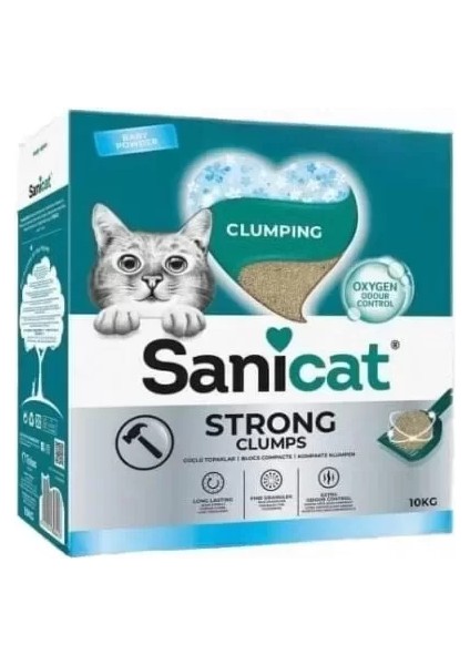 Sanicat Strong Clumps Ekstra Güçlü Ince Taneli Kedi Kumu 10 kg