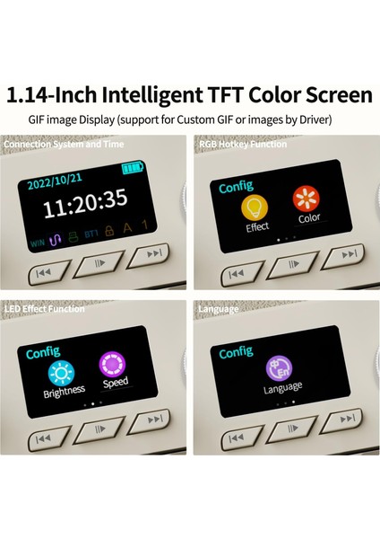 AK35IV3 Tam Boy Mekanik Klavye-Rgb-Hot Swap. 1.14 Inç Tft Ekran 3 Modlu-Gasket Yapı