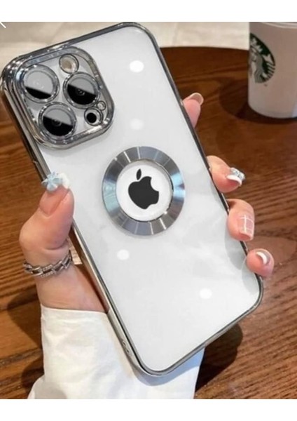 Aks iphone 13 Pro Uyumlu Lens Korumalı Lazer Kılıf Gümüş