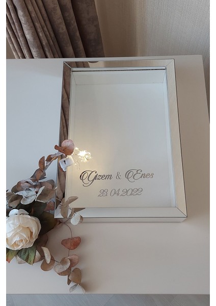 Yeni Model 25 x 35 cm Gümüş Ledli Derin Gül Tasarım Çerçevesi! Gül Kutusu Anı Çerçevesi!