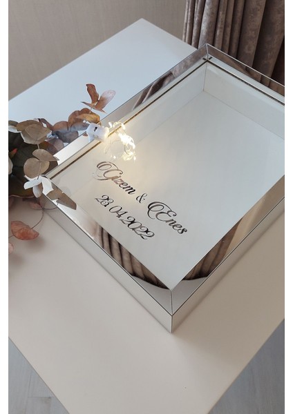 Yeni Model 25 x 35 cm Gümüş Ledli Derin Gül Tasarım Çerçevesi! Gül Kutusu Anı Çerçevesi!