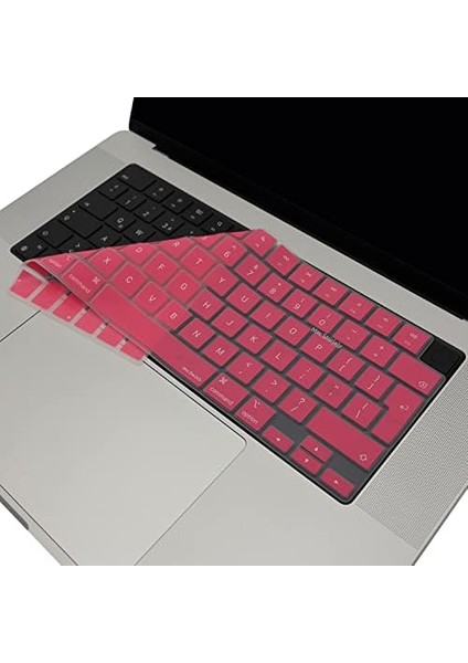 Macbook Klavye Koruyucu M1-M2-M3 (Uk-Eu Ingilizce) Touchıd'li A2681 A3113 A2941 A3114 A2442 A2779 A2992 A2918 A2485 A2780 A2991 ile Uyumlu Açık Pembe