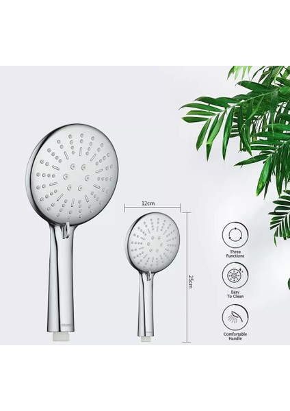 Bath Duş Seti Başlığı - 3 Farklı Püskürtmeli Duş Başlığı - Dayanıklı Paslanmaz Abs El Duşu/duş Takımı, Duş Hortumu Spirali ile Uyumludur/