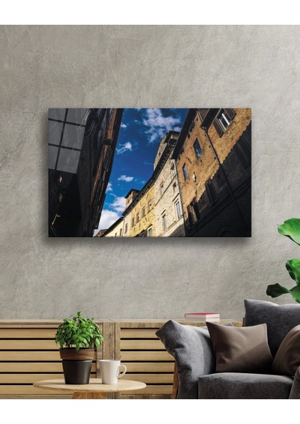 Geometrik Bina ve Pencereler Cam Tablo, Ev ve Ofis Duvar Dekoru Hediyelik Büyük Tablo Dayanıklı Cam fiyatları