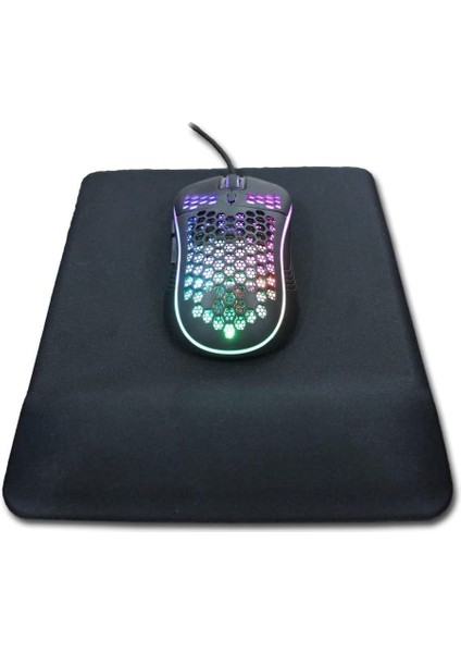 Kare Siyah Bilek Destekli Mouse Pad Ergonomik Kaymaz Taban Oyun ve Ofis Için Fare Altlığı Suya Tere Dayanıklı Mouse Pad (1 Adet)