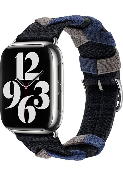 Apple Ile Uyumlu Watch 38MM/40MM Krd-97 Sarmal Örgü Tasarımlı Kordon Siyah