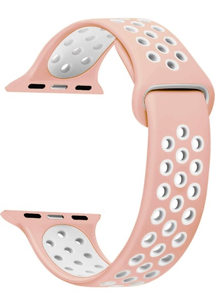 Apple Watch Series 4 40MM Için Kordon Rainbow Band Pembe Beyaz