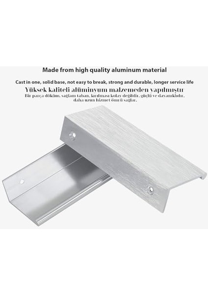 Spring Dolap Kulpları Mutfak Dolap Donanımı Alüminyum Alaşımlı Dolap Kenar Parmak 96MM Arası, 4'lü Paket, Gümüş