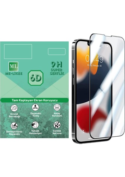 iPhone 14 Plus/13 Pro Max İçin 6d Cam Ekran Koruyucu Tam Kaplayan Kırılmaz Cam Full Cover Glas Black