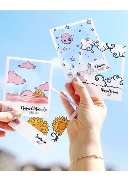 - 'güneş' Şeffaf Polaroid Çerçeve Seti 4lü Mottolu