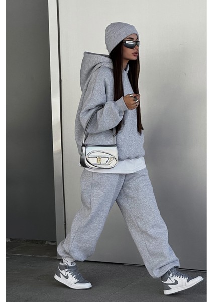 Büyük Beden Rahat Çift Cepli Şardonlu Pamuklu Eşofman Altı Bol Siyah Gri fiyatları