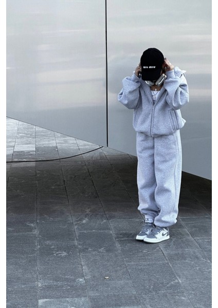 Büyük Beden Rahat Çift Cepli Şardonlu Pamuklu Eşofman Altı Bol Siyah Gri modelleri