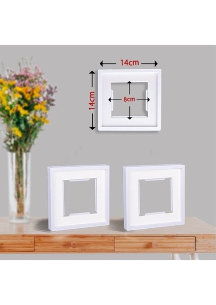 Yapışkan Bantlı Paspartulu Sök Tak Kare Kare Çerçeve 14 cm 3'lü Beyaz indirimleri