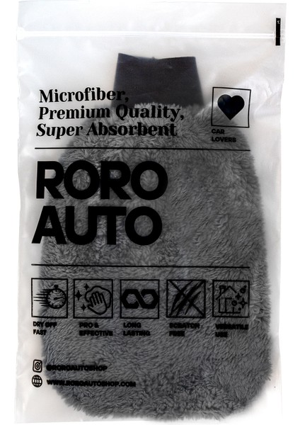 Vezüv Mikrofiber Araç Yıkama Eldiveni Gri