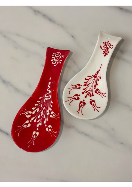 Dekoratif Tasarım Kirli Kaşık Altlığı, Kaşıklık, Çini / Seramik Tamamen El Yapımı