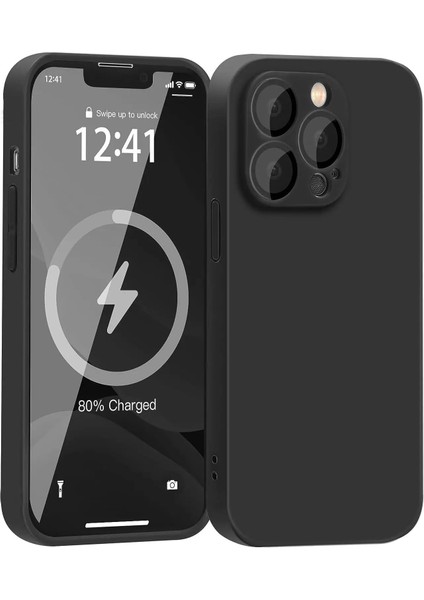 Apple iPhone 14 Pro Max ile Uyumlu Kılıf Kamera Korumalı Soft ve Pürüzsüz Dış Yüzey Silikon Kılıf, Ultra Ince Yapılı Kılıf Esnek Silikon Bye Arka Kapak Siyah (Apple iPhone 14 Pro Max)