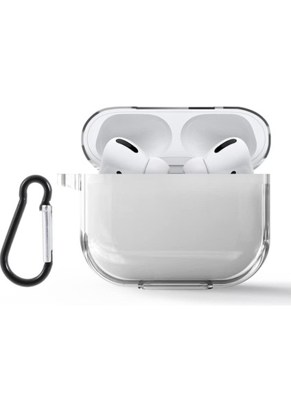 Airpods Pro 2 ile Uyumlu Şeffaf Silikon Kılıf Tam Koruma Kancalı Anahtarlık Delikli Apple Airpods Pro 2 ile Uyumlu Şeffaf Silikon Kılıf