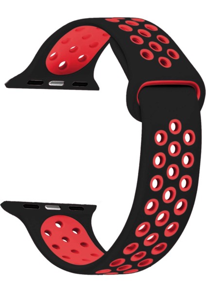 Apple Watch Series 4 40MM Için Kordon Rainbow Band Siyah Kırmızı [watch Series 4 40MM ile Uyumlu Kordon - Siyah Kırmızı]