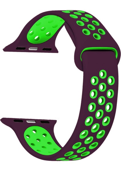 Apple Watch Series 4 40MM Için Kordon Rainbow Band Mor Yeşil [watch Series 4 40MM ile Uyumlu Kordon - Mor Yeşil]