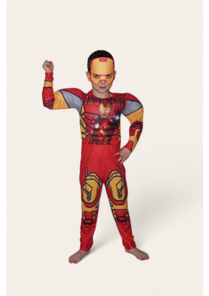 Kaslı Demir Adam Ironman Kaslı Dolgulu Çocuk Kostüm Maskeli modelleri