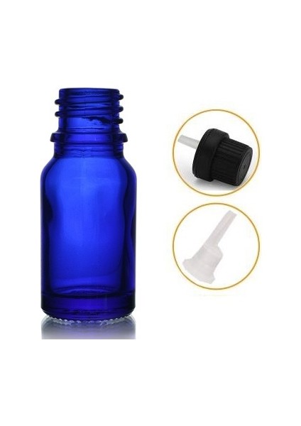 10 ml Mavi Cam Içten Da mlalıklı Şişe Siyah Kapak, 12 Adet