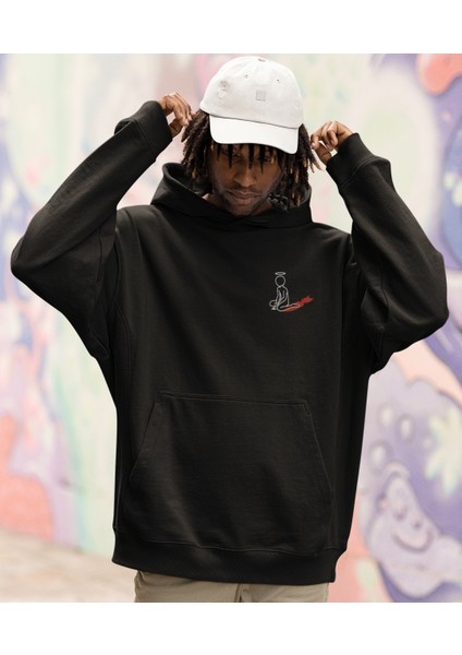 Gölgesi Şeytan Olan Melek Baskılı Erkek Sweatshirt