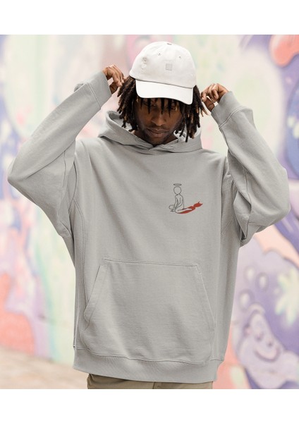 Gölgesi Şeytan Olan Melek Baskılı Erkek Sweatshirt