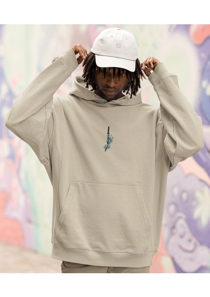 Çiçekli Kılıç Erkek Hoodie