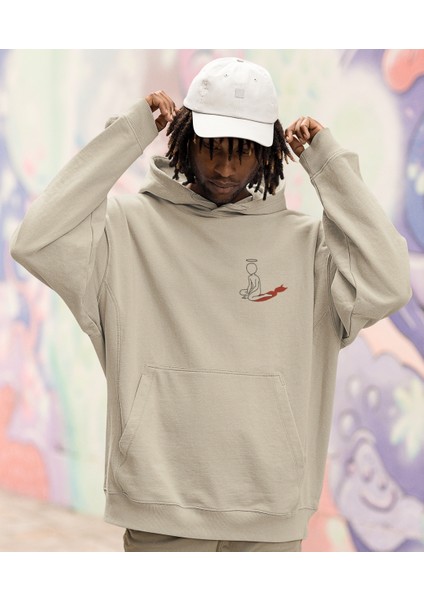 Gölgesi Şeytan Olan Melek Baskılı Erkek Sweatshirt