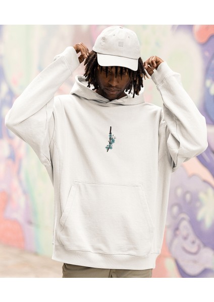 Çiçekli Kılıç Erkek Hoodie