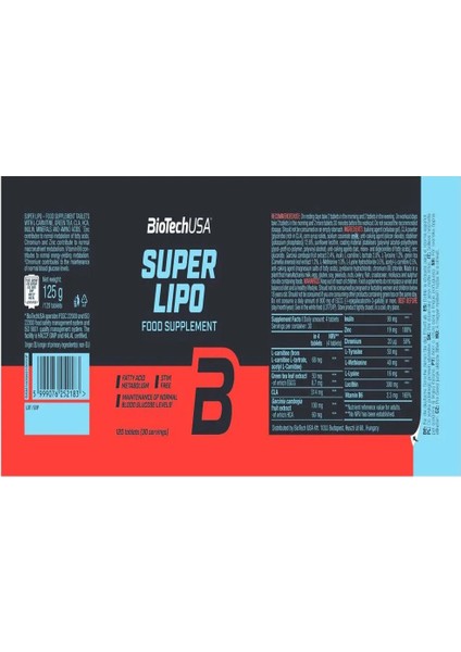 Super Lipo Fat Burner (Hca+L-Carnitine+Green Tea+Cla+Garcinia Cambogia) 120 Tablets fiyatları