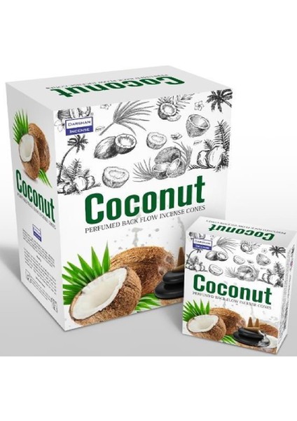 Hindistan Cevizi Akış Tütsüsü, Doğal Aromaterapi, 1 Kutu 10 Adet Tütsü, Oda Kokusu, Coconut Back Flow Incense