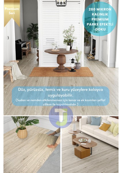 Kendinden Yapışkanlı Dokulu Parke Desen Premium Zemin Mutfak Duvar Dolapkaplama 60 cm x 100 cm