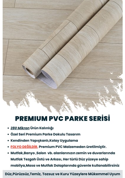 Kendinden Yapışkanlı Dokulu Parke Desen Premium Zemin Mutfak Duvar Dolapkaplama 60 cm x 100 cm