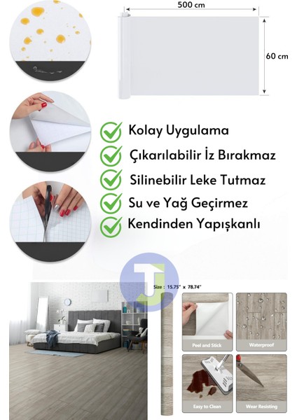 Kendinden Yapışkanlı Dokulu Parke Desen Premium Zemin Mutfak Duvar Dolapkaplama 60 cm x 500 cm