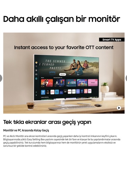 Smart Monitor Tv 43" 109 Ekran- 4K Ultra Hd Görüntü Kalitesi ve Şık Ince Tasarım+Logitech Kablosuz Klavye+Hareketli Askı Aparatı