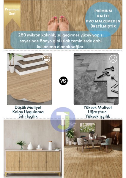 Kendinden Yapışkanlı Dokulu Parke Desen Premium Zemin Mutfak Duvar Dolapkaplama 60 cm x 500 cm