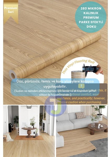 Kendinden Yapışkanlı Dokulu Parke Desen Premium Zemin Mutfak Duvar Dolapkaplama 60 cm x 500 cm